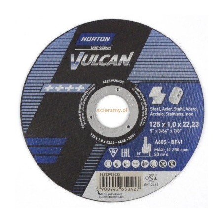 Tarcza VULCAN do cięcia stali 125x1,0 0118042