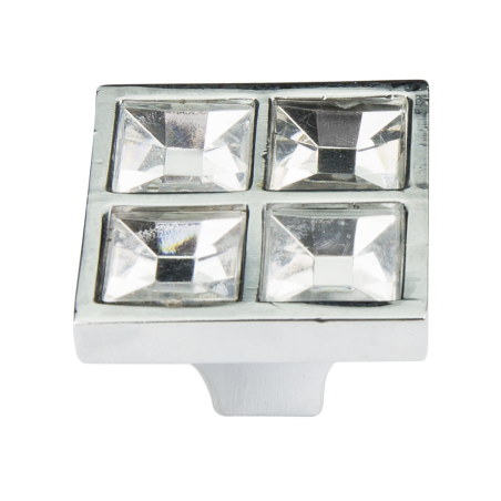Gałka meblowa kryształ KWADRAT chrom 189GAL8