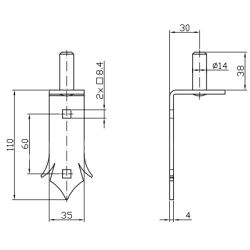 Zawias/czop fi 14 ozdobny do zawiasu L-400/600mm ZAW230.40