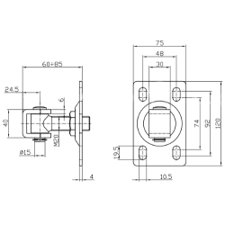 Zawias regulowany M20 z podstawą 120X75X4  ZAW230.73