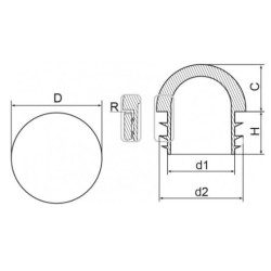 Zaślepka półkolista calowa 1 1/4" szara TULZAS1.1/4SP