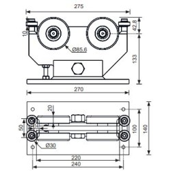 Wózek jezdny do bramy przesuwnej LWS111 z regulacją pochyłu TOU-WOZ01.2