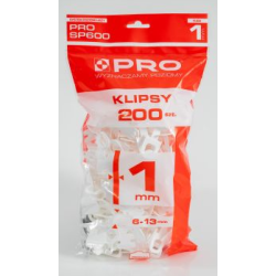 SYSTEM POZIOMUJACY PRO-SP600 1MM KLIPSY 200 SZT WOREK 3-01-26-ZA-603