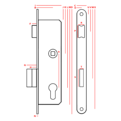 Zamek wąski „Zapadka” 72/34 mm na wkładkę prawy ZAM38.044