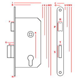 Zamek drzwiowy 72/50mm WC ZAM38.155