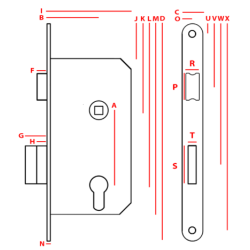 Zamek drzwiowy 72/60mm na wkładkę ZAM38.17