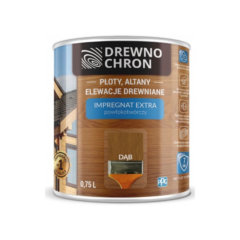 Impregnat extra powłokotwórczy DREWNO CHRON dąb 0,75L. BAWDRE10.57