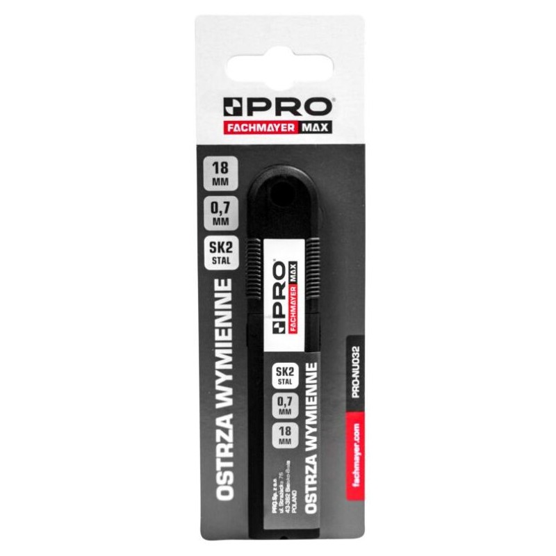 Ostrza wymienne SK2 18mm grubość 0,7mm czarne  zestaw 10szt. PROOST01.2