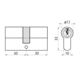 Wkładka bębenkowa CYKLOP 30/30+5kluczy nikiel satyna WKL126.156