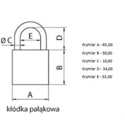 Kłódka pałąkowa  M&D KZE-60 KLO126.02